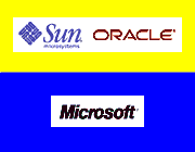 Legend: Microsoft in Blue vs. Oracle and Sun in Yellow
